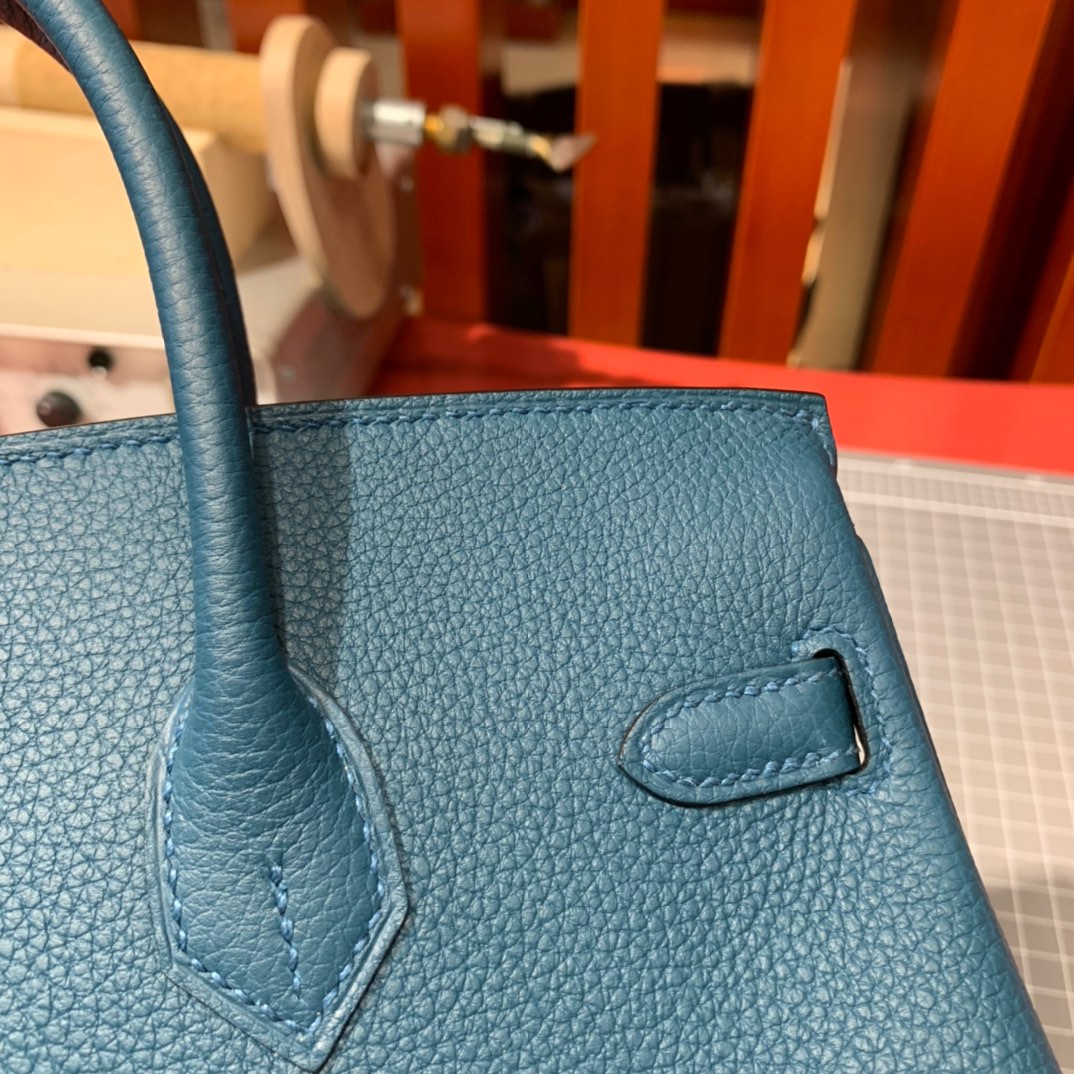 现货 爱马仕Birkin包包 Hermes Birkin25cm W0特斯普鲁斯绿Togo皮 金/银扣