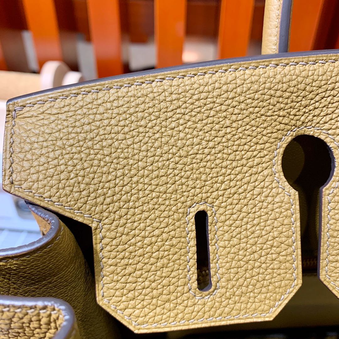 现货 Hermes Birkin30cm 爱马仕D0威玛犬米色Togo皮铂金包 金/银扣
