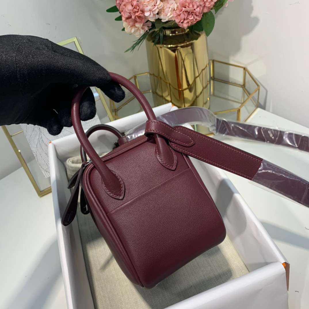 现货 爱马仕迷你琳迪包 Hermes Mini Lindy19cm 波尔多酒红 银扣